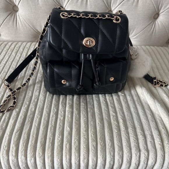 Neiman Marcus Black Vegan Leather Tabby Backpack - Picture 2 of 5